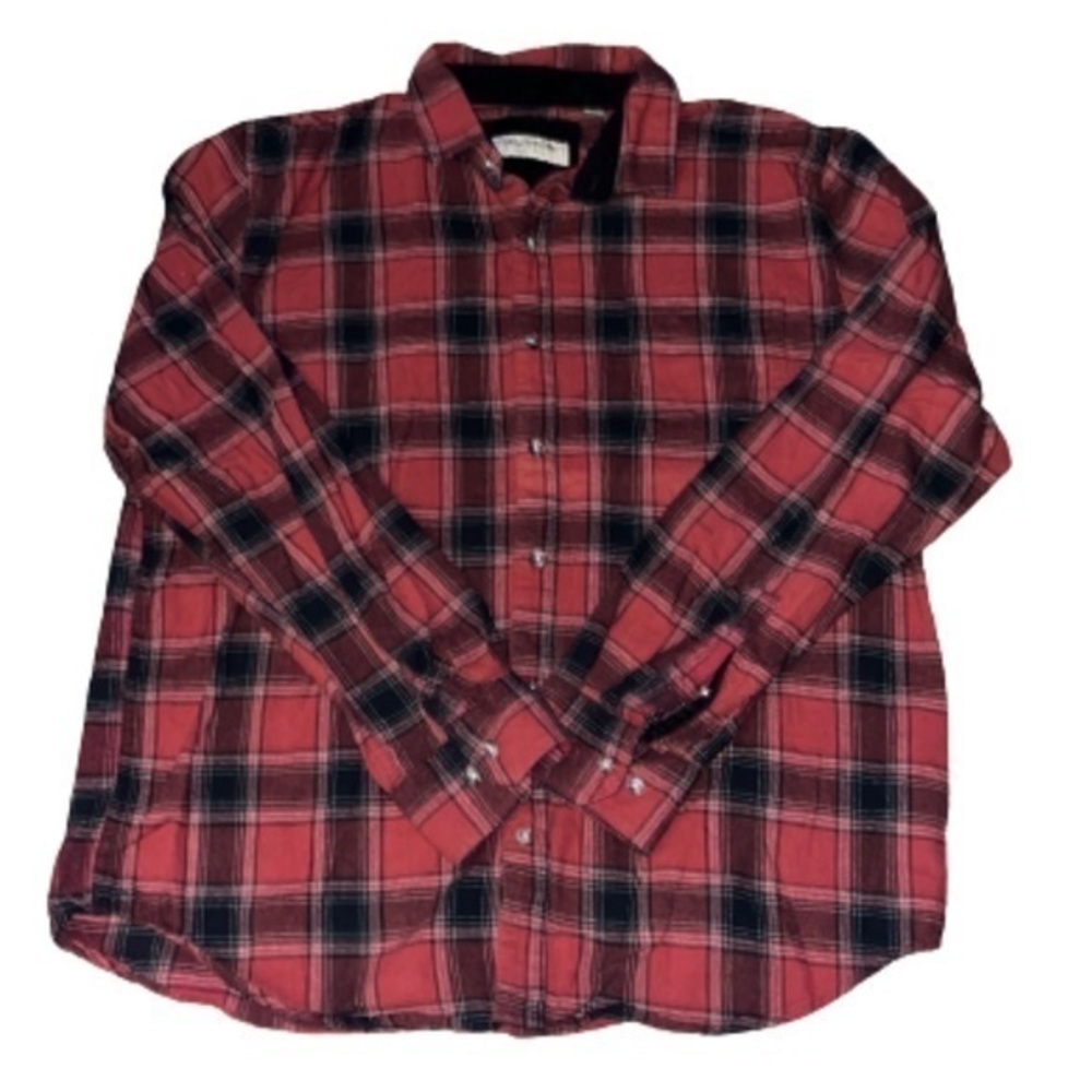 Tallwoods Bruno Milano red and black plaid button down flannel shirt size L